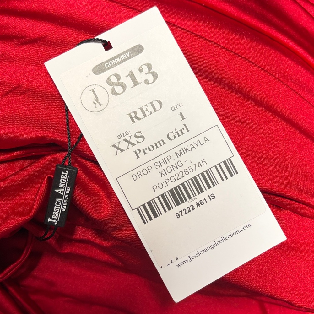 JESSICA ANGEL 813 Red Lace-Up Classic Long Prom Dress XXS - Picture 5 of 11